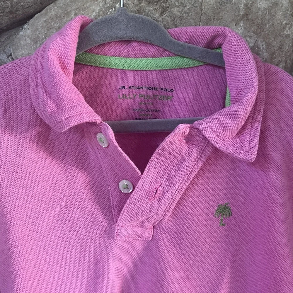 lilly‎ pulitzer Boys Polo 4/5 Small Pink Polo Shirt Embroidered